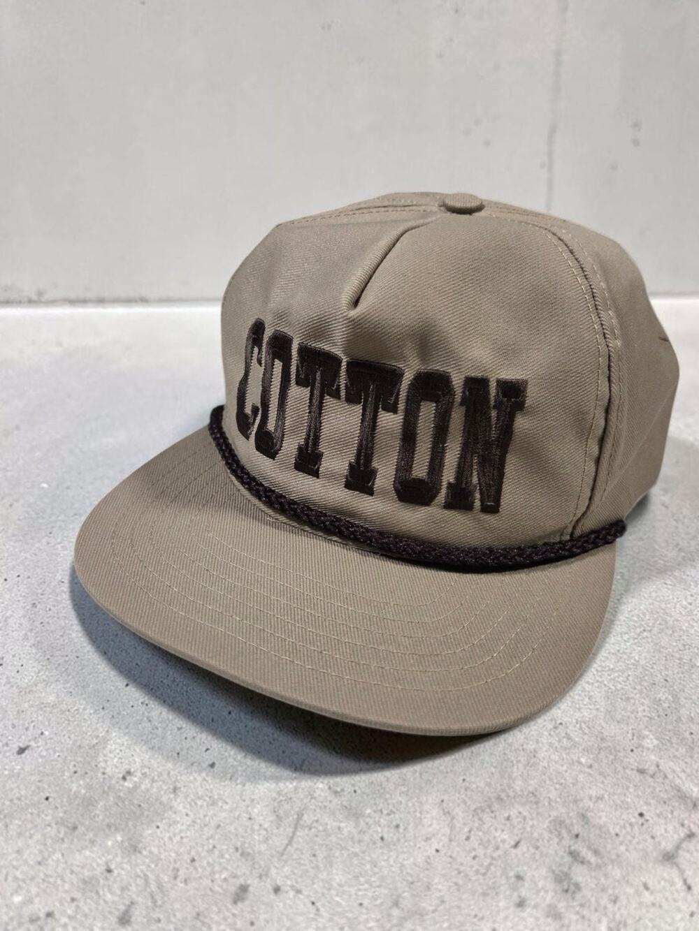 Vintage COTTON Snapback Hat Tan Brown USA Rope Embroidered Streetwear Unisex
